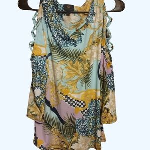 JM Collection Floral Cold Shoulder Tank Top​